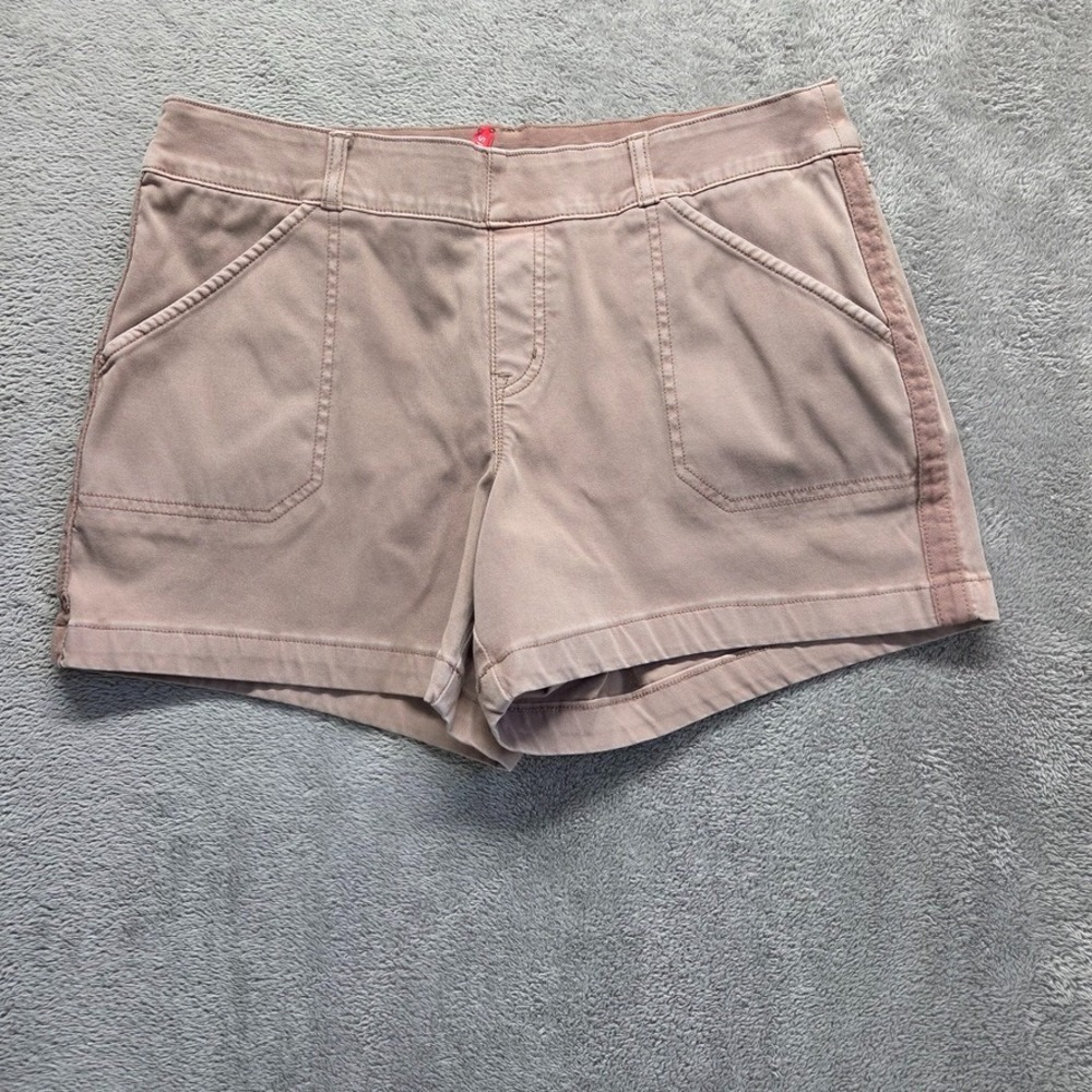 Spanx Shorts Womens XL Pink Pull On Mid Rise‎ Stretch Twill Costal Comfort